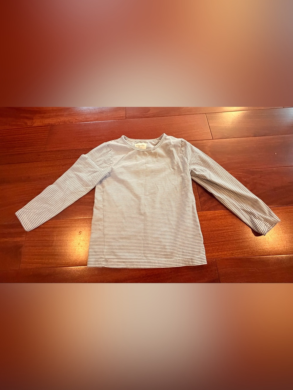 French/coastal Kids Long-Sleeve Striped Top in Light Blue and White
